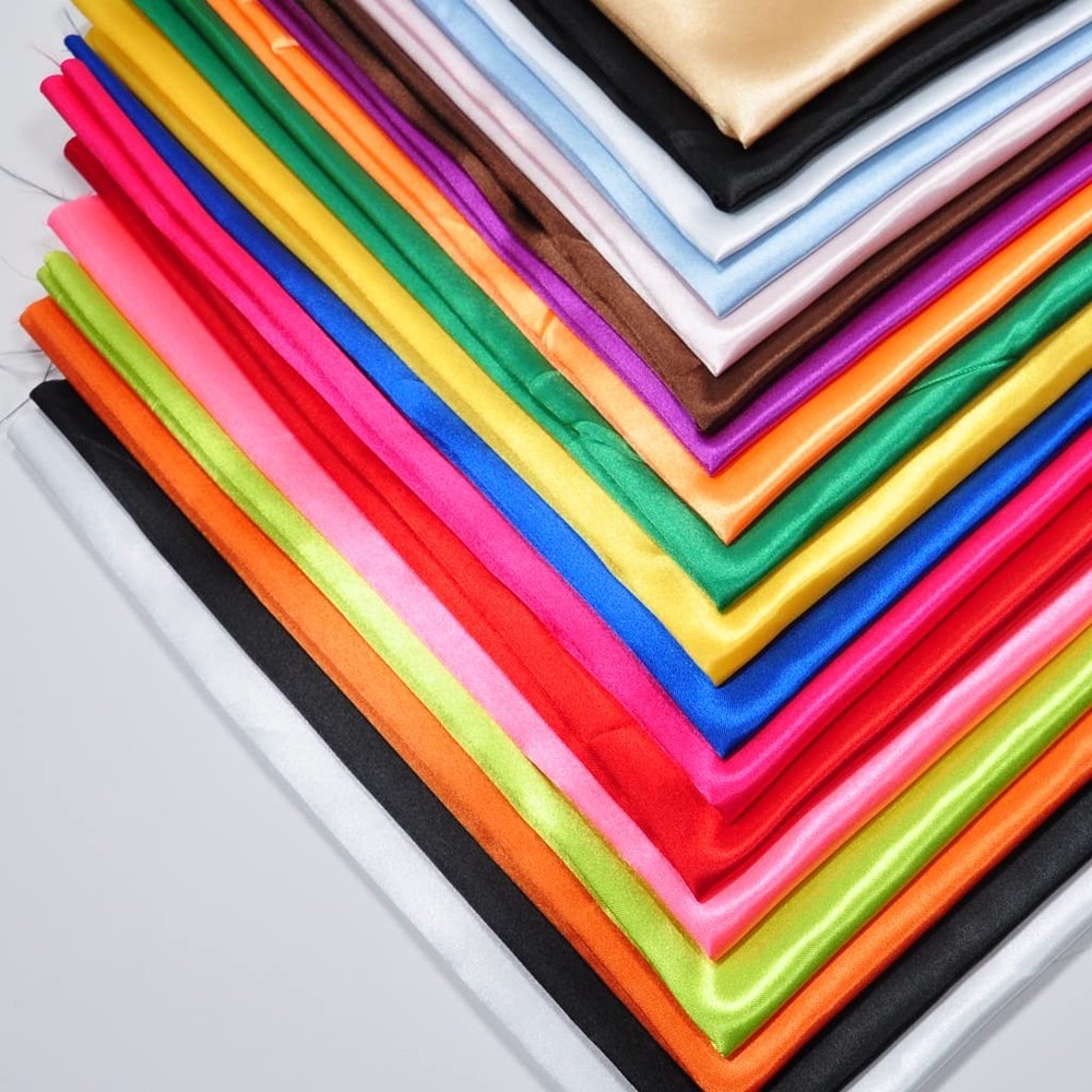 Satin Fat Quarter 18pcs 18inchX20.5inch 100% Polyester Poplin Fabric – Solid …