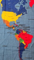 World Map By Fabric Traditions 59” X 35” Vintage 1999 fabric panel