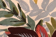 36″ L x 50″W Vintage Tropicana Hand Printed Fabric Large Tropical Flower Leaf