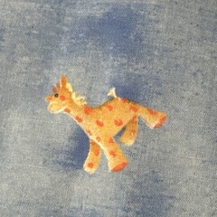 Baby Giraffe Elephant Bunnies Fabric On Blue Cotton By The Yard Rare