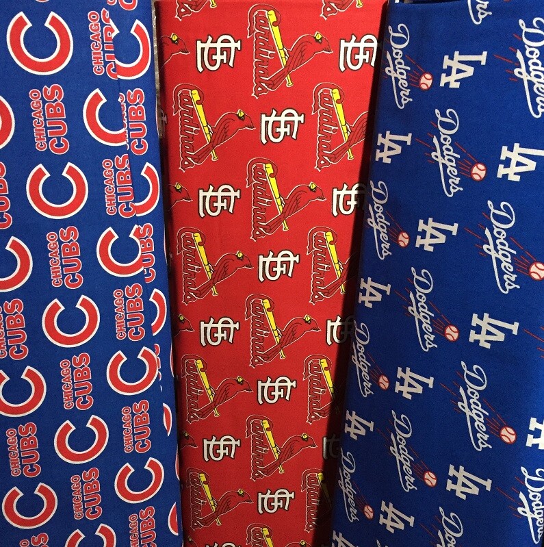MLB Major League Baseball 100% Cotton Fabric 58″W – PICK TEAM – By The 1/4 Yard