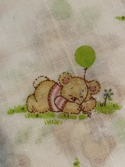 Vintage Bears with Balloons Cotton Fabric 44”W X 72” L