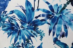 CHIVASSO CURTAIN FABRIC DESIGN “Jungle Like” 3.3 METRES BLUE LINEN BLEND