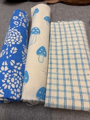3 PCS Vintage Homespun Cotton Fabric Handwoven Stripe Textile Lot