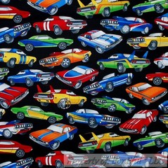 BonEful FABRIC FQ Cotton Quilt White Green Red Blue Farm Tractor Tire Boy Print