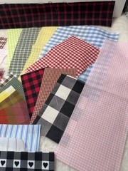 Fabric Scraps Gingham Plaid Stripes 2 1/2” – 5” Wide Crafts Quilting Red Blue