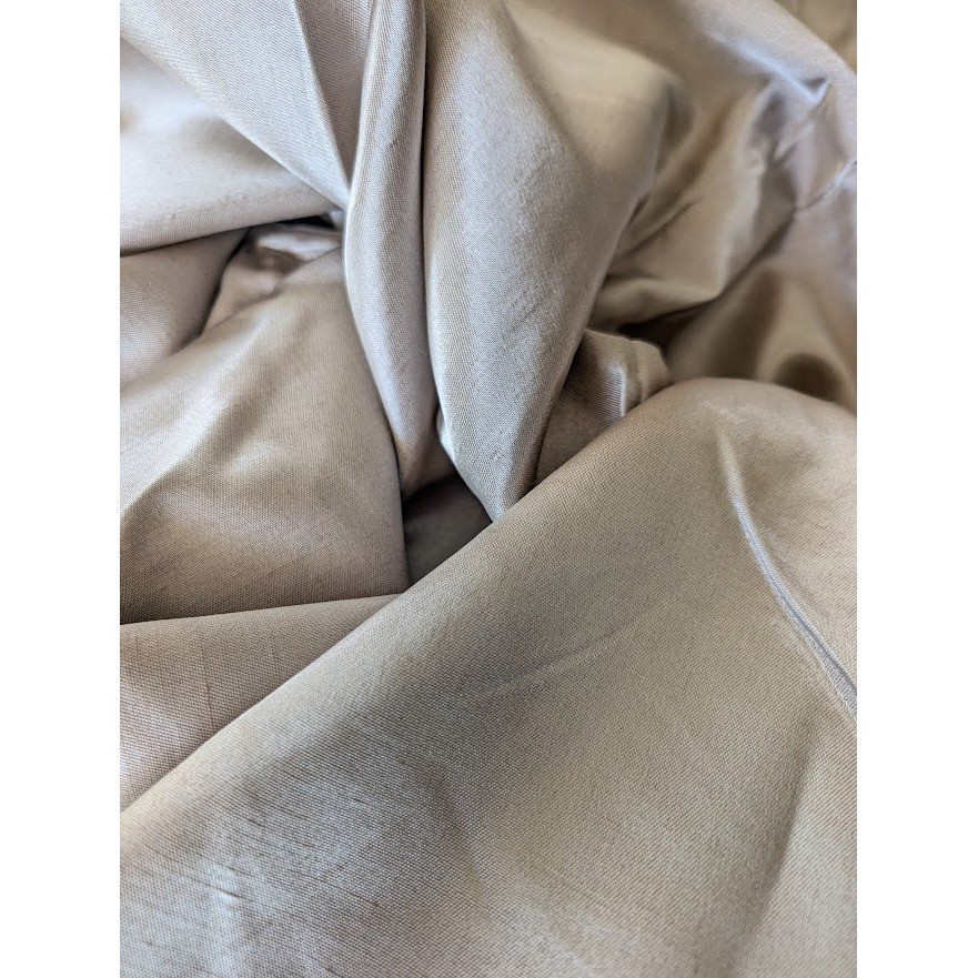 Vtg 90s Antique Satin 5 Yards 180×48″ Taupe Slub Texture Reversible Upholstery
