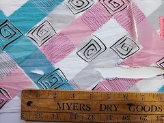 2x 40s 50s Geometric Colorblock Cotton Sewing Fabric 33″ X 1.9. & 1.6yds FLAWS