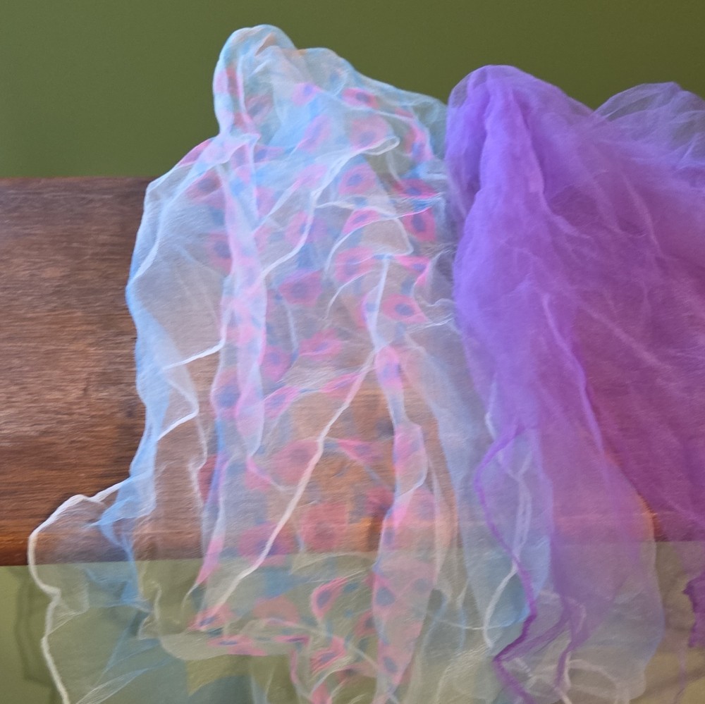Vintage Sheer Nylon Chiffon Head Scarf Lot 4 Ombre Pastel Bouffant Retro