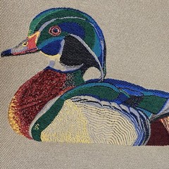 square by design Duck Woven Fabric Panel Embroidered Tapestry. Brand New. Tan