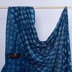 Handcrafted Indigo Cotton Fabric – 2.5 Yards Block Print for Dressmaking & Craft
