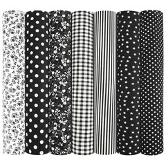 7 PCS 19.7×19.7 Inch Black Assorted Patterns Cotton Sewing Patchwork Fabrics