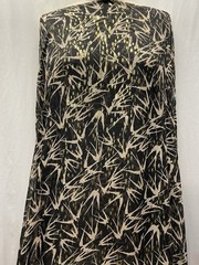 100% Silk Chiffon Birds Print Gold Lurex Black Fabric 1 Yard Long and 54″ Wide