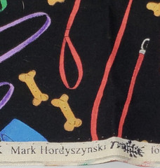 Blank Quilting Fabric 27″ Mark Hordyszynski Dog Bone Newspaper Slippers Leash
