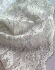 Ivory Double Scalloped Lace Fabric ~ Scallop Edge on Both Sides ~ 1 yard, 38″ wd
