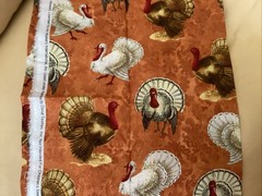Fabric 1 Yd Cotton Fall Autumn Thanksgiving Turkeys Allover Print Orange New