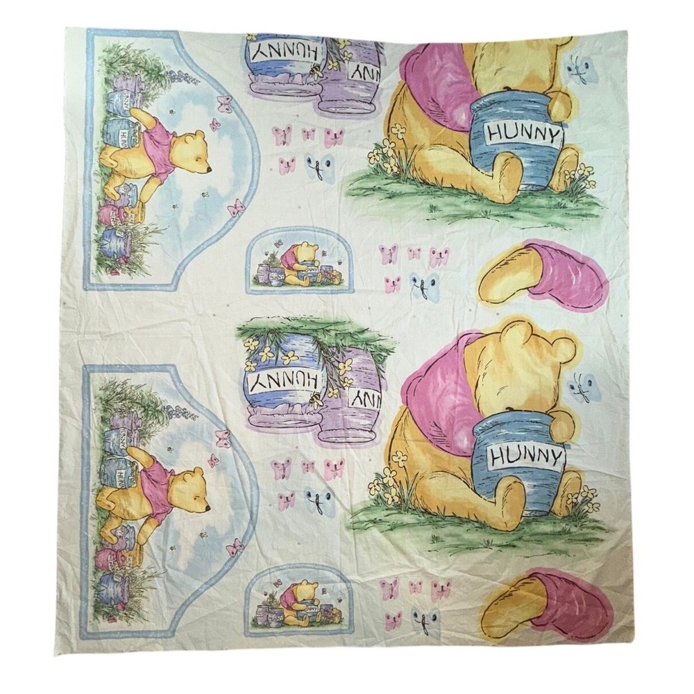 Vintage 1990s Winnie the Pooh Quilting Fabric Panel for Nursery Bedding