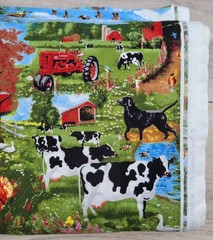 Farmall Tractor Farm Fabric By The Yard Dairy Cow Red Barn Chicken 100% Cotton