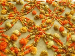 confetti vtg chenille bedspread fabric colorful boho wedding ring design, 20×24″