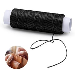 KAQRHFT 0.55 mm 54 Yards Leather Thread for Sewing, Round mm, Black