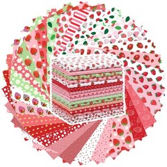 30 Pcs 9.5×9.5 Inch Floral Quilting Cotton Fabric Squares Strawberry Pink