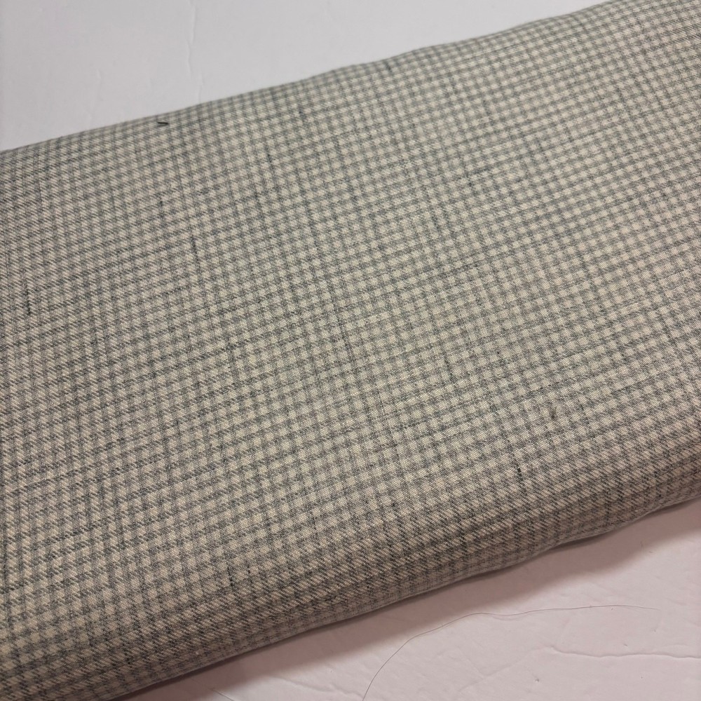 100% Linen Sage Green/Gray Cream Glen Plaid Fabric 11 Yards Designer Suiting