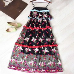 1 Yard 3D Flower Embroidery Lace Fabric Tulle Material DIY Wedding Bridal Dress