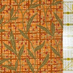 Ivy Trellis Fabric by Classic Cottons Green on Orange Plaid 100% Cotton