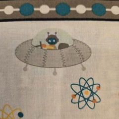 Atomic Bots Cotton Border OOP Boys Fabric Robot Alien UFO Rockets Planets Space