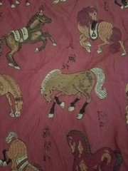 1 YARD TYLER HALL CAVALIER SCARLET COLOR CHINESE HORSES UPHOLSTERY FABRIC 6 MORE