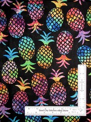 Pineapple Fabric Fruit Tropical Breeze Foos Black Cotton by Kanvas Studio Yard