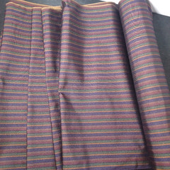 Japanese Kimono Fabric Bolt 100% Silk Tsumugi Stripe Navy Purple EXC AS IS
