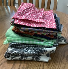 Lot Of 16 Different Fabric Scraps Remnant Various Patterns & Sizes, See Pics