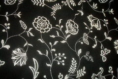 2.94 yd Embroidered Fabric Floral Jacket 13 oz Black White Upholstery 50″ x 106″