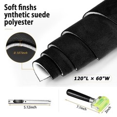 Black Suede Headliner Fabric 120″L×60″W Foam Backing Car Roof Liner Trim |