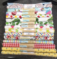 Lot Of 20 100% Cotton Crafter’s Square Fat Quarter Fabric, Various Designs