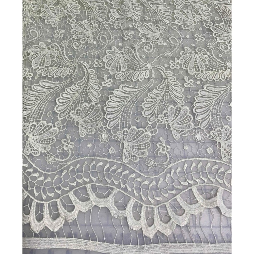 Ivory Flourish Floral – Schiffli Lace Fabric