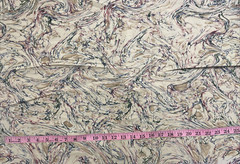 Vtg Cotton Fabric Marbled Red Green Blue Purple Beige 1 5/8 Yard x 44 inches