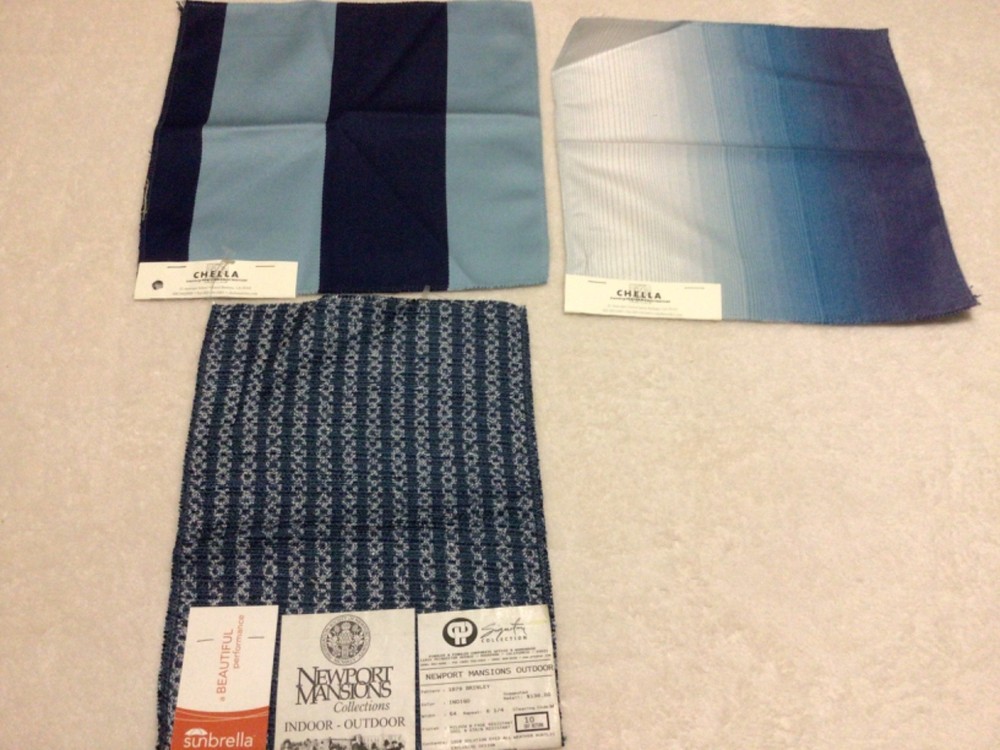 PINDLER & CHELLA Designer Fabric Remnants 3 PC 9 x 10 in/outdoor UV rated Blues