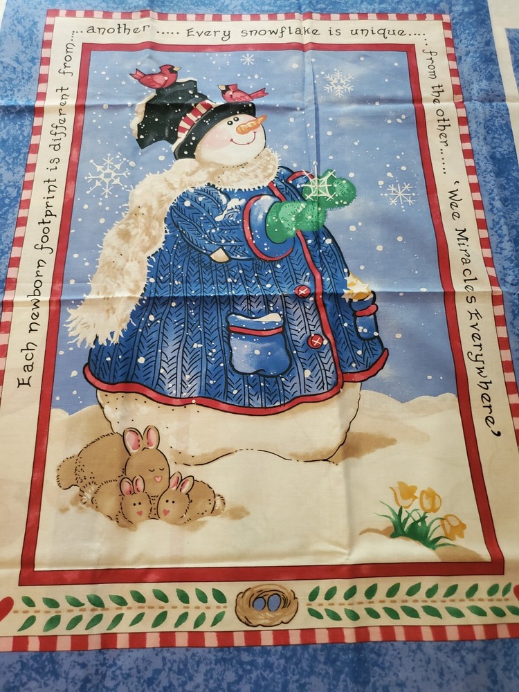 Unique Snowflake Quick Quilt Fabric Panel Daisy Kingdom Wintertime Snowman