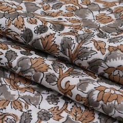 5 Yard Cotton Fabric Hand Block Print Pure Sanganeri Running Indian Vintage