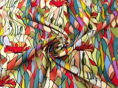 55” Wide Floral Patchwork Poplin Material Soft Viscose Fabric Sewing