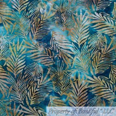 BonEful FABRIC FQ Cotton Quilt Blue Aqua Teal Water Color BATIK Sea Wave Bubble