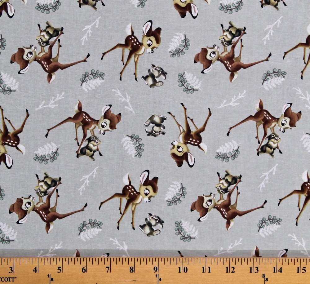 Cotton Bambi Thumper Toss Kids Disney Fairytale Fabric Print by the Yard D690.88