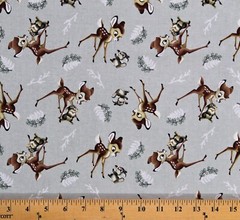 Cotton Bambi Thumper Toss Kids Disney Fairytale Fabric Print by the Yard D690.88