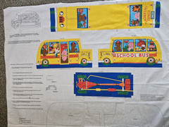 VTG VIP Cranston Teachers Pets Stuffed School Bus Cut and Sew Panel