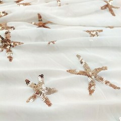 Solid Embroidery Chiffon Fabric Starfish Chiffon Fabric Sea Star Chiffon Lace