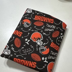 Cleveland Browns NFL Football Print Fabric Black Orange White Brown 1 yd 33 in