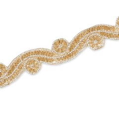 Beaded Rhinestone Fabric Trim 1.5 in Glitter Infused Iron On 4.9 / 9.8 yd spool