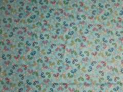 SCISSORS COLORED SEWING SCISSOR BLUE COTTON FABRIC FQ